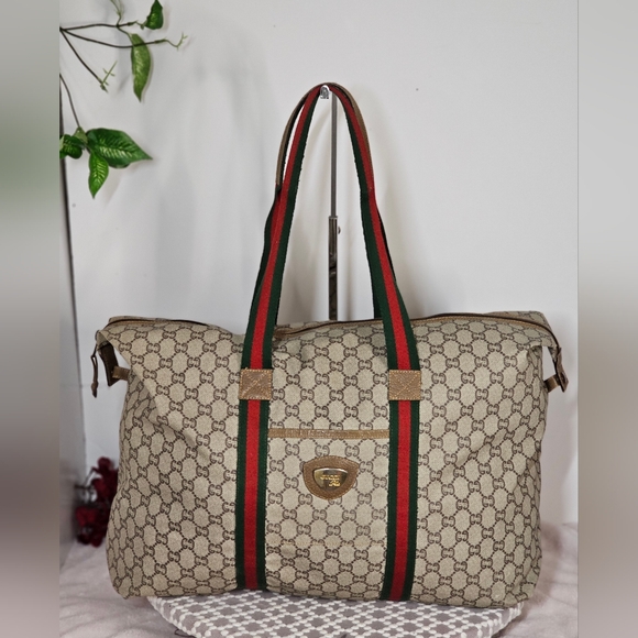 Gucci PVC Leather Sherry Line Tote Bag Duffle Bag - Picture 11 of 17